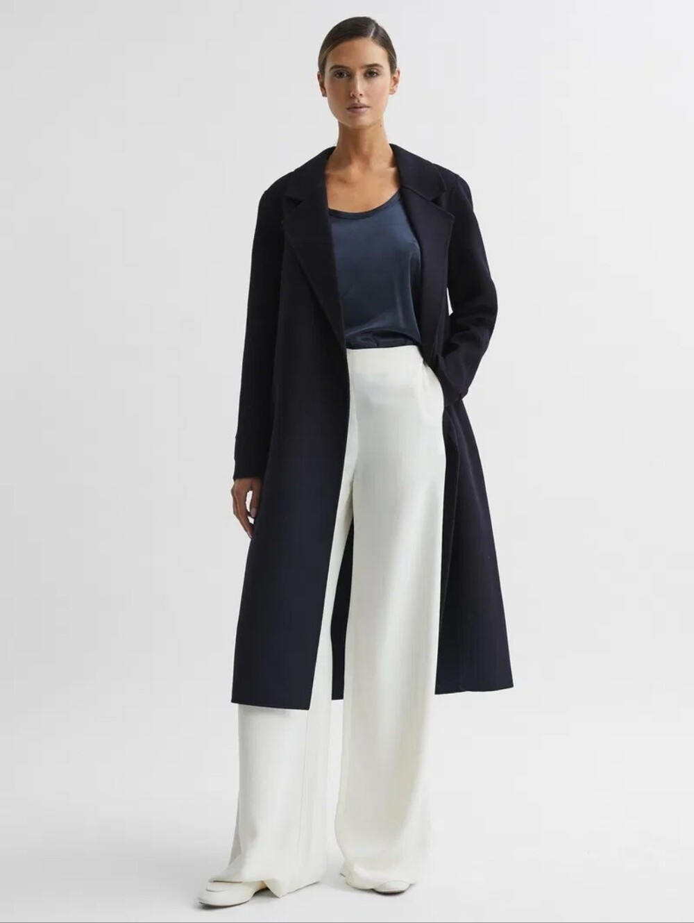 REISS | $595 Brooks Navy Wool Blend Coat